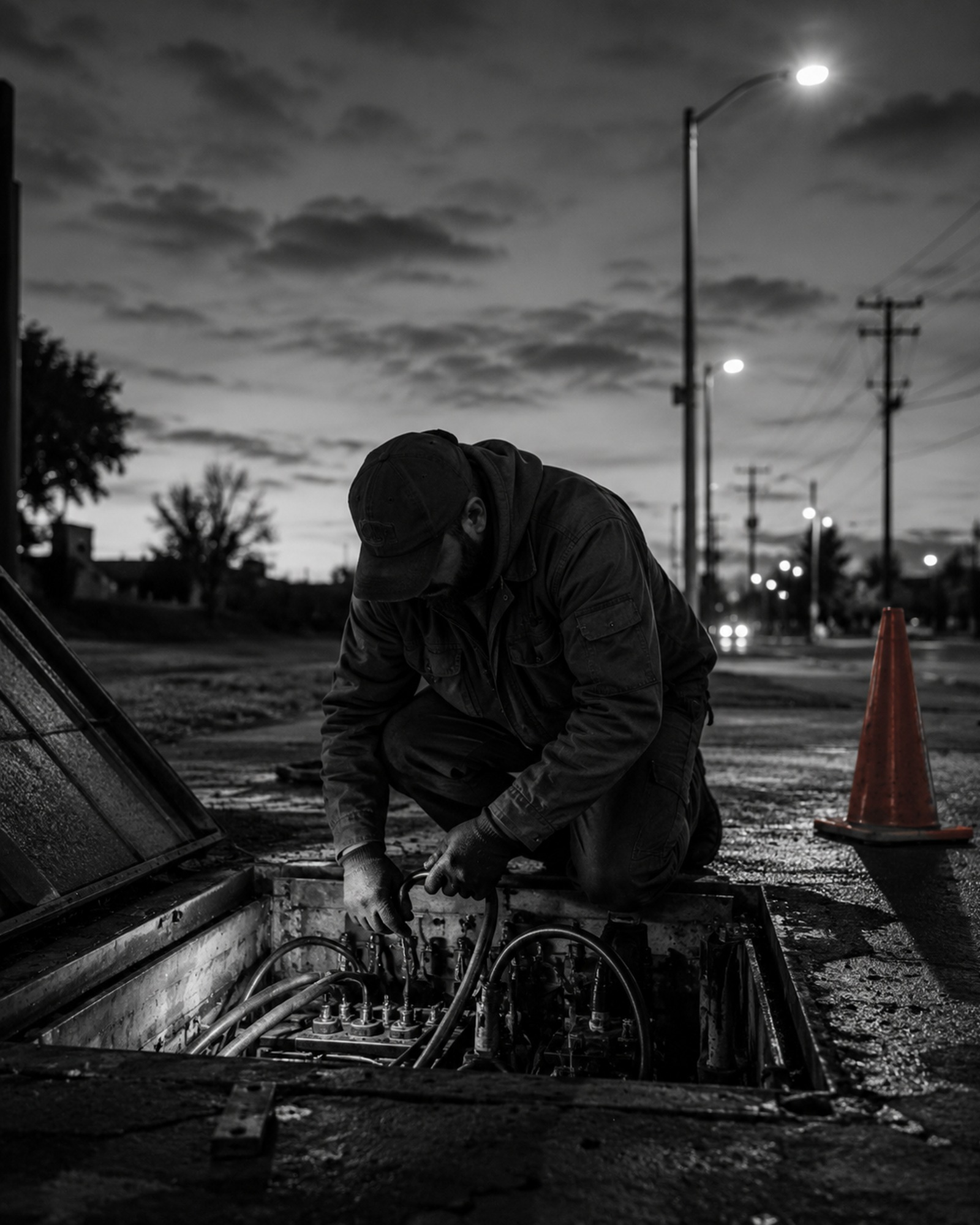 Electrical tradesperson at work